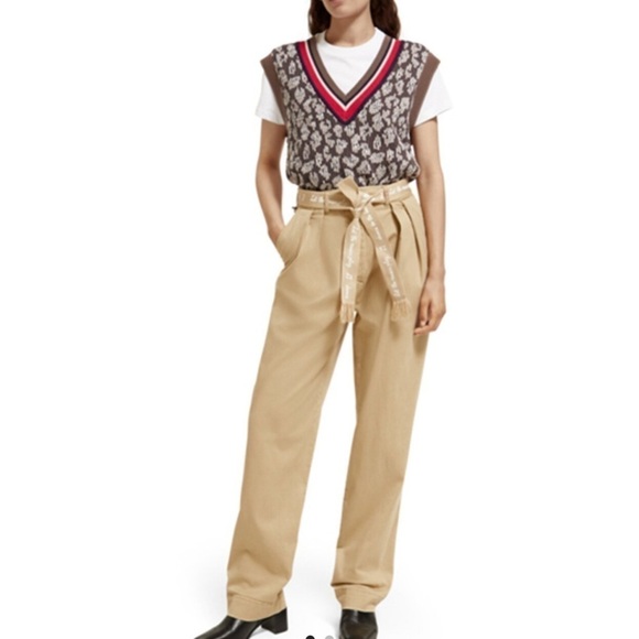 Scotch & Soda Pants - Scotch & Soda Faye High-Rise Relaxed Tapered Leg Paperbag Utility Pant